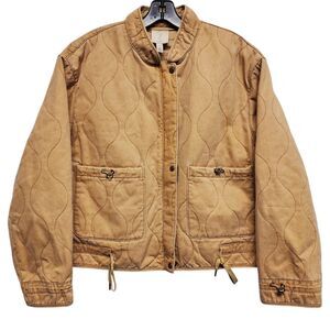 JOIE Jacket Womens Large Beige Hanako Bomber Chore Barn Utility Boxy Quilted